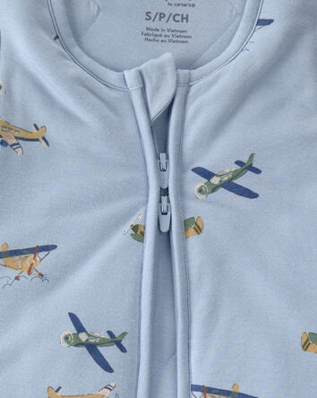 Baby Boy Plane 2-Way Zip PurelySoft Wearable Blanket - Blue, 