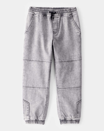 Kid Tapered Iconic Denim Drawstring Joggers -  Volcano Wash, 
