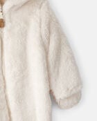Baby Sherpa Hooded Long-Sleeve Jumpsuit - White, image 2 of 4 slides