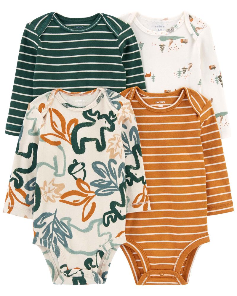 Baby 4-Pack Long-Sleeve Bodysuits, image 1 of 7 slides