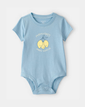 Baby 'Main Squeeze' Lemon Graphic Bodysuit - Blue, 