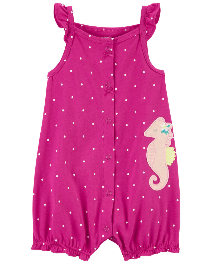 Baby Seahorse Snap-Up Cotton Romper, image 1 of 3 slides