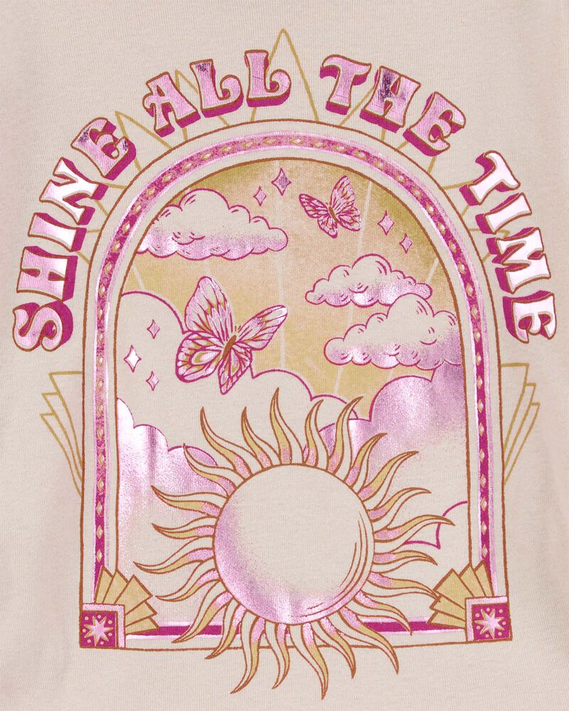 Kid Shine All The Time Foil Long-Sleeve Fashion Top - Tan, image 3 of 4 slides