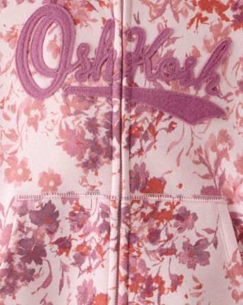 Girls Floral Print DayDream Fleece Jacket - Pink, 