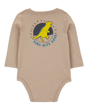 Baby Dino-Mite Dude Dinosaur Long-Sleeve Bodysuit, 