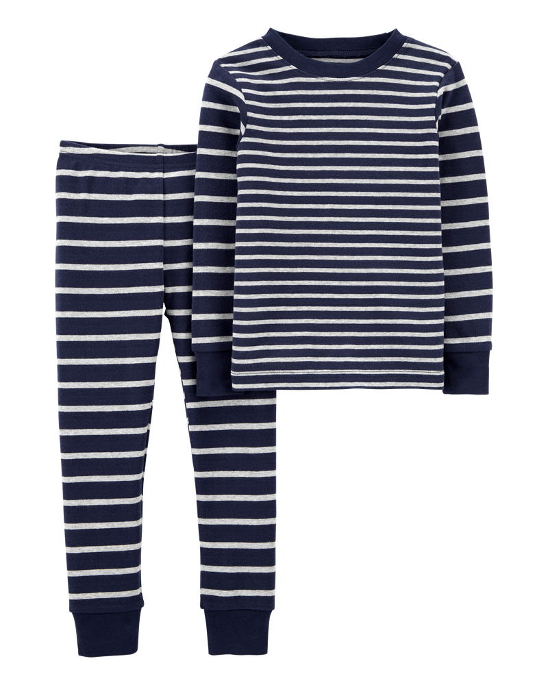 Kid 2-Piece Striped Snug Fit Cotton Pajamas, image 1 of 3 slides