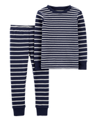 Kid 2-Piece Striped Snug Fit Cotton Pajamas, image 1 of 3 slides
