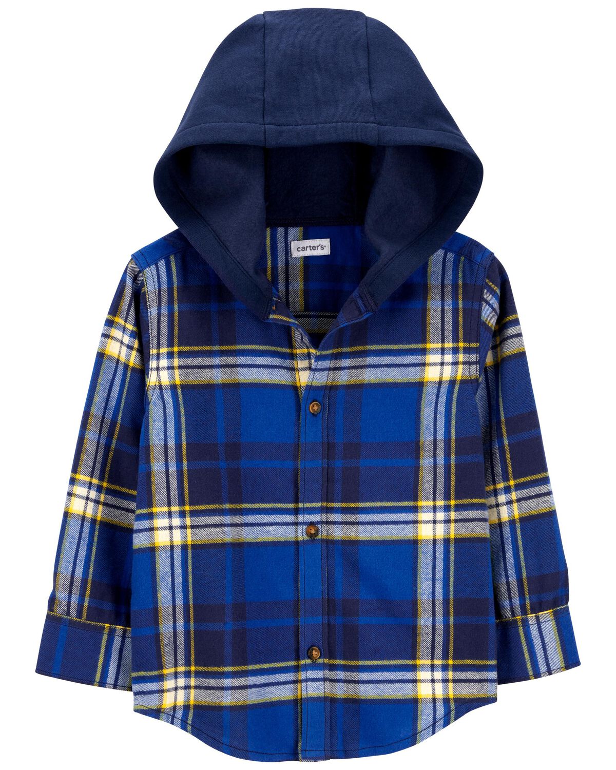 Multi Toddler Plaid Button-Front Hooded Shirt | carters.com