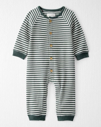 Baby Organic Cotton Waffle Knit Jumpsuit in Stripes, 