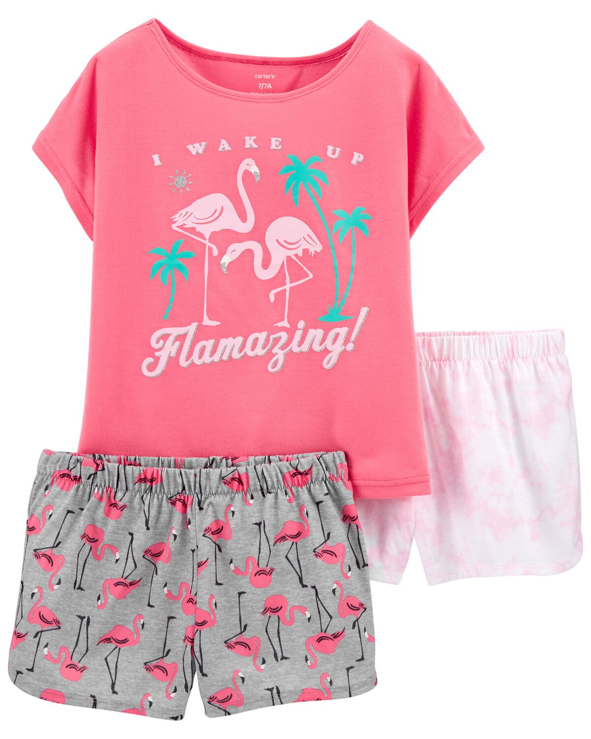 Kid 3-Piece Flamingo Loose Fit Pajamas