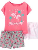 Pink - Kid 3-Piece Flamingo Loose Fit Pajamas