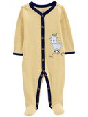 Yellow - Baby Goat Snap-Up Cotton Sleep & Play Pajamas