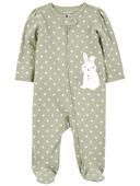 Green - Baby Bunny 2-Way Zip Cotton Sleep & Play Pajamas