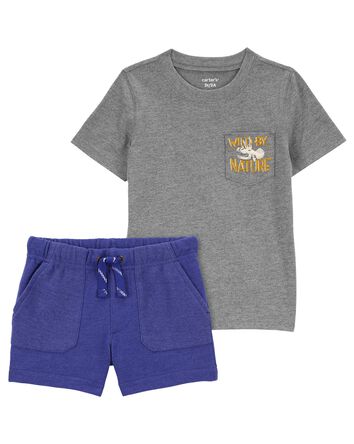 Toddler 2-Piece Dinosaur Graphic Tee & Pull-On French Terry Shorts Set
, 