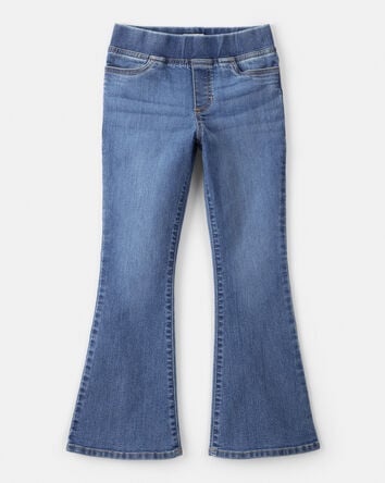 Girls Mid-Rise Denim Pull-On Flare Jeans - Blue, 