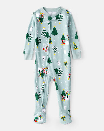 Baby Disney© Mickey Mouse 100% Cotton Long-Sleeve Snug Fit 1-Piece Pajamas - Blue, 