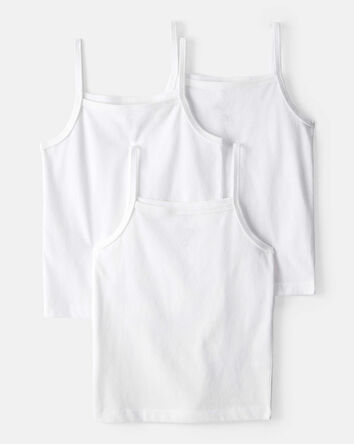Girls 3-Pack Cami Tank Undershirts - White, 