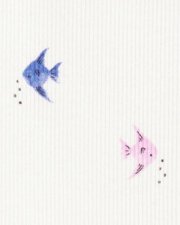 Baby Fish Print Sleeveless Bodysuit, 