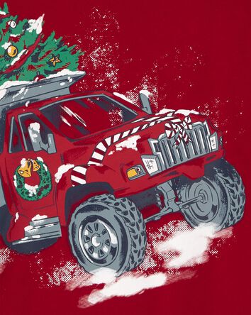 Kid Monster Truck Christmas Graphic Tee, 