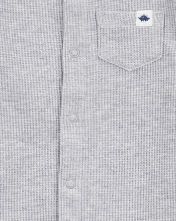 Baby Waffle Knit Short-Sleeve Romper - Grey, 