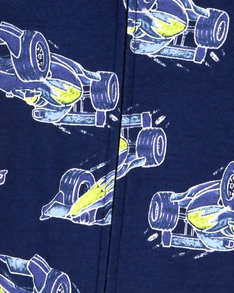 Toddler 1-Piece Race Car 100% Snug Fit Cotton Footie Pajamas, image 2 of 2 slides