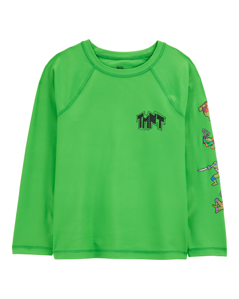 Kid Teenage Mutant Ninja Turtles Long-Sleeve Rashguard Swim Top - Green, image 1 of 3 slides