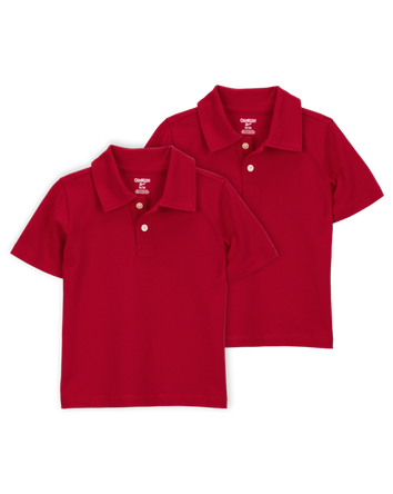 Toddler 2-Pack Pique Uniform Polo Shirts - Red, 
