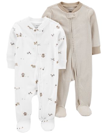 Baby 2-Pack Zip-Up Sleep & Play Pajamas, 
