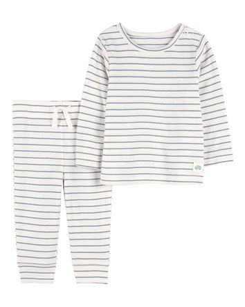 Baby 2-Piece Striped Pant Set - Blue/Ivory, 