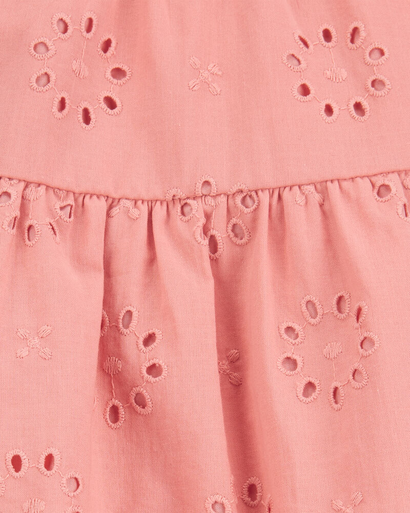 Baby Eyelet Cotton Dress - Pink, image 4 of 5 slides