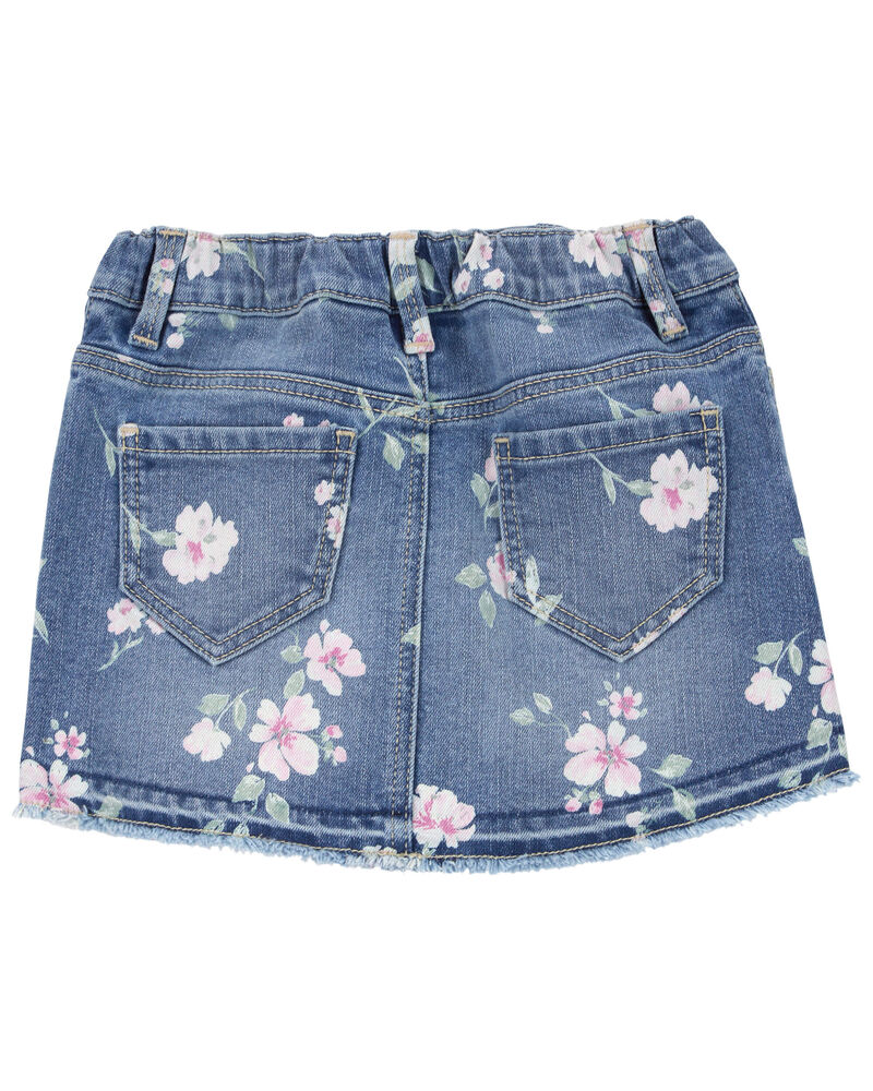 Toddler Floral Print Iconic Denim Skirt, image 2 of 4 slides