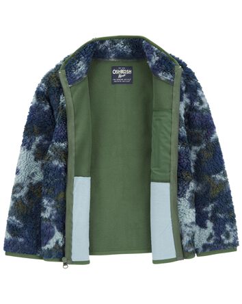 Tie Dye Fleece Knit Jacket - Navy, 