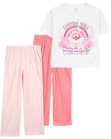 Kid 3-Piece Cropped Pajama Tee & Pants Set, 