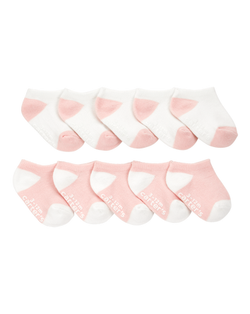 Baby 10-Pack No Show Socks - Pink/White, 