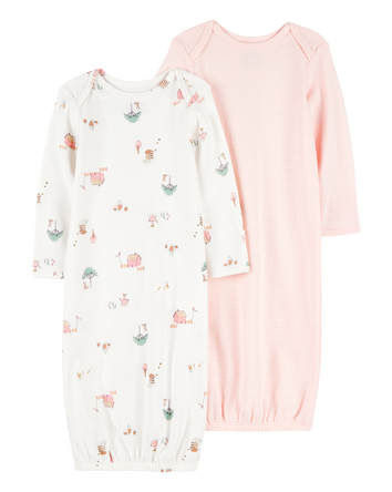 Baby 2-Pack Sleeper Gowns - Pink, 