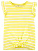 Yellow - Kid Striped Tie-Front Jersey Tee