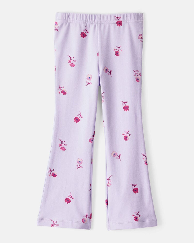 Toddler Girl Floral Cotton Flare Pull-On Stretch Leggings - Purple, image 2 of 4 slides