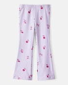 Toddler Girl Floral Cotton Flare Pull-On Stretch Leggings - Purple, image 2 of 4 slides