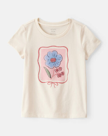 Toddler Girl Flower Short-Sleeve Graphic Tee - Ivory, 