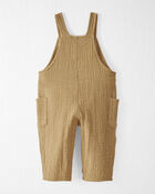 Baby Organic Cotton Textured Gauze Overalls in Light Maple, image 4 of 7 slides