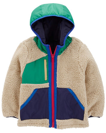 Toddler Colorblock Faux Sherpa Mid-Weight Jacket, 