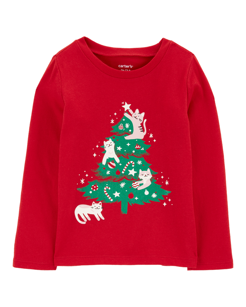 Toddler Christmas Tree Long-Sleeve Graphic Tee, image 1 of 3 slides