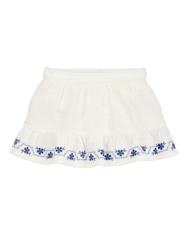Baby 2-Piece Fashion Top & Embroidered Gauze Skort Set, image 5 of 6 slides