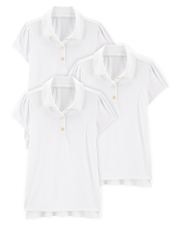 Kid 3-Pack Active Uniform Polo Shirts in Moisture Wicking BeCool™ Fabric - White, 