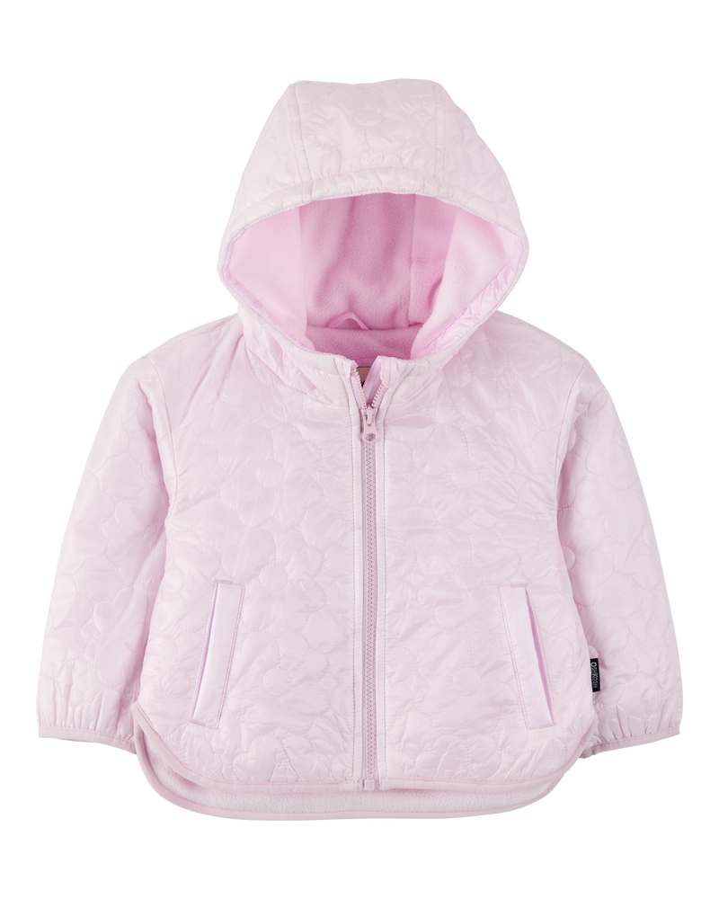 Baby Girl Floral Quilted Midweight Jacket - Pink, image 1 of 3 slides