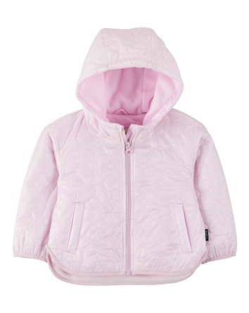 Baby Girl Floral Quilted Midweight Jacket - Pink, 