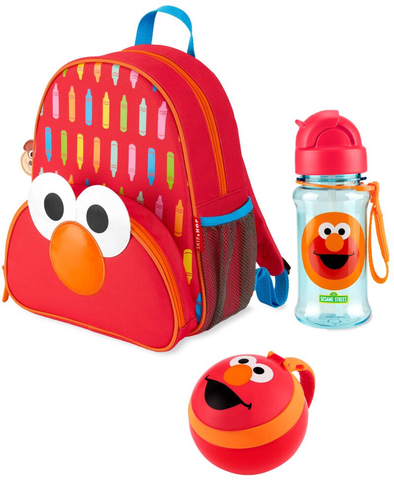Sesame Street Little Kid Backpack Straw Bottle & Snack Cup Set - Elmo, image 1 of 10 slides