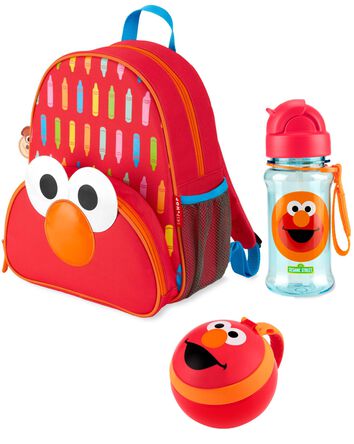 Sesame Street Little Kid Backpack Straw Bottle & Snack Cup Set - Elmo, 