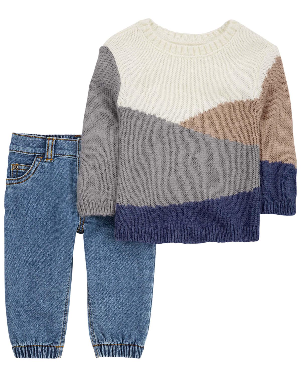 Baby Colorblock Sweater & Denim Jeans Set