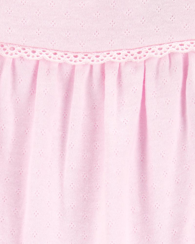 Baby Pointelle Short-Sleeve Bodysuit - Pink, image 2 of 3 slides